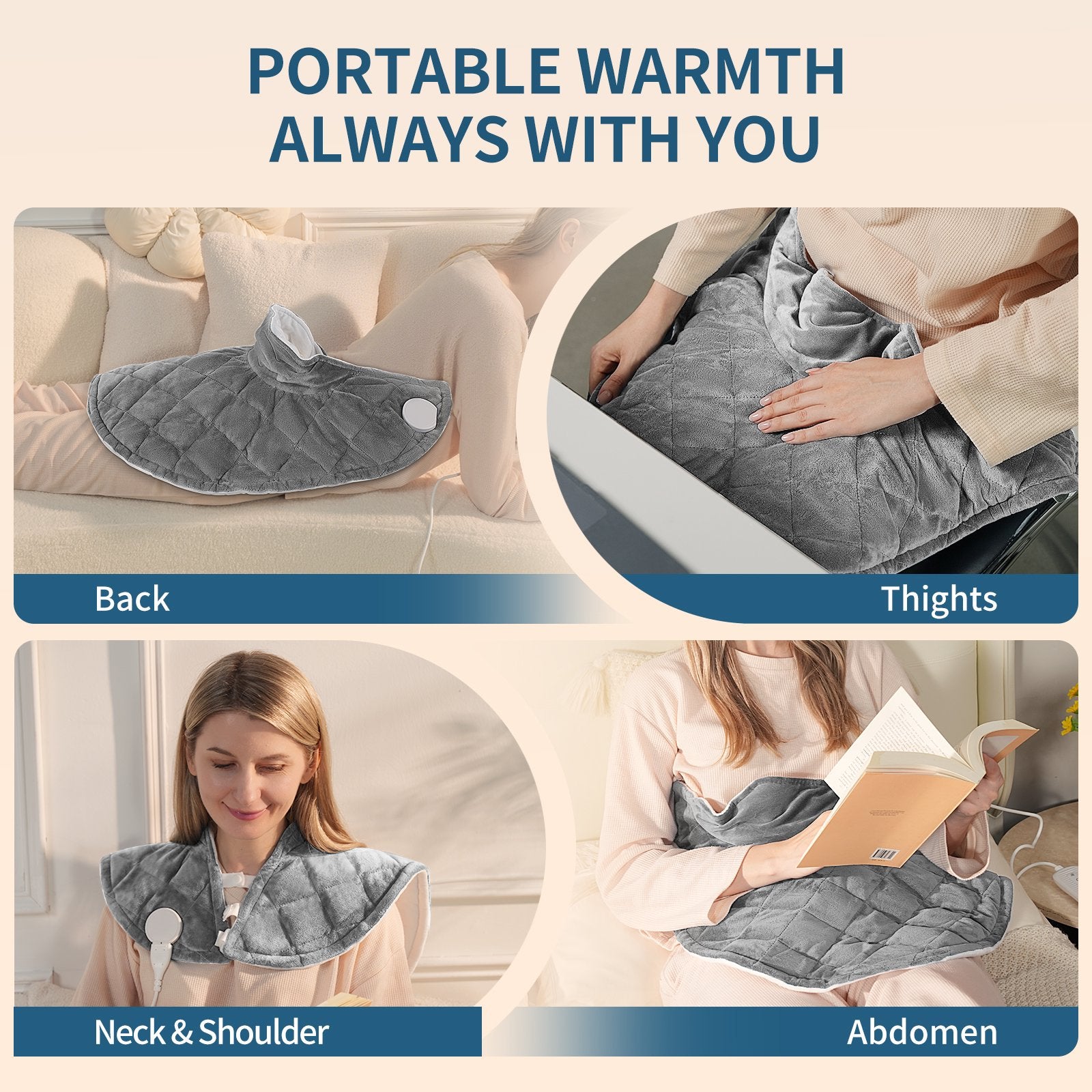 Suncall Heating Pad for Neck, Shoulders & Back – 6 Heat Levels up to 149°F, 6 Auto-Off Timers, Soft Flannel, Large Heated Wrap for Daily Comfort, Machine Washable, Gift for Women & Men