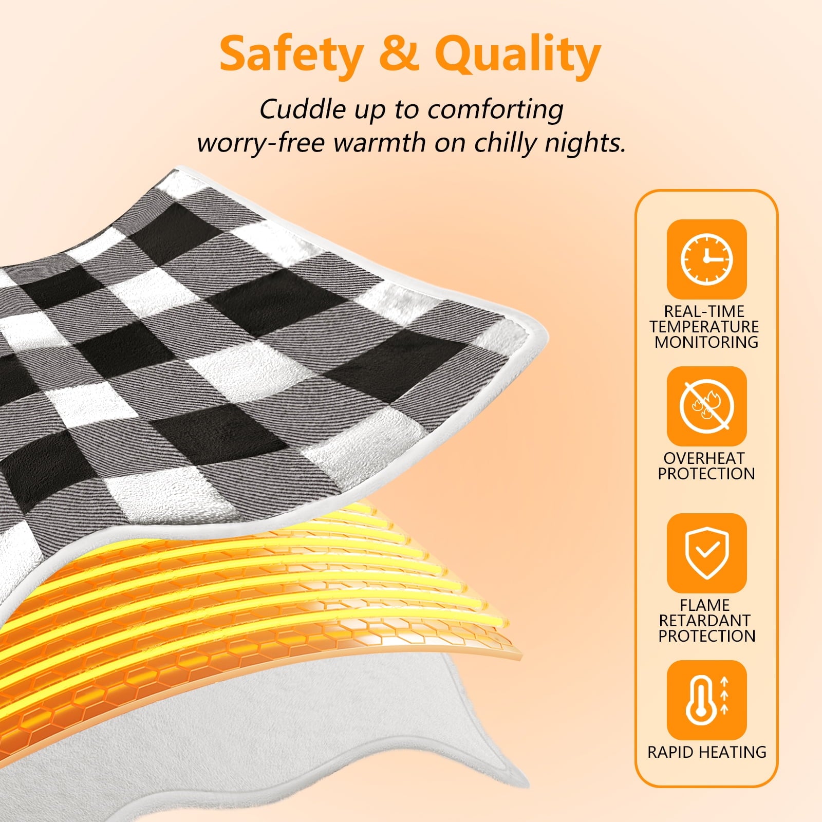 Suncall Electric Snuggle Throw Blankets with Sleeves, Wearable Heated Blanket, Gray