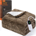 Suncall Electric Throw Blanket 50" x 60" – Thick Plush Jacquard Heated Blanket, 5 Heat Settings & 4 Timer Settings, Fast Heating, Machine Washable,Khaki