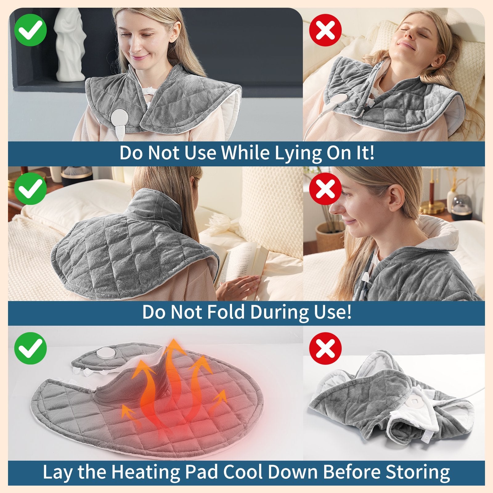 Suncall Heating Pad for Neck, Shoulders & Back – 6 Heat Levels up to 149°F, 6 Auto-Off Timers, Soft Flannel, Large Heated Wrap for Daily Comfort, Machine Washable, Gift for Women & Men