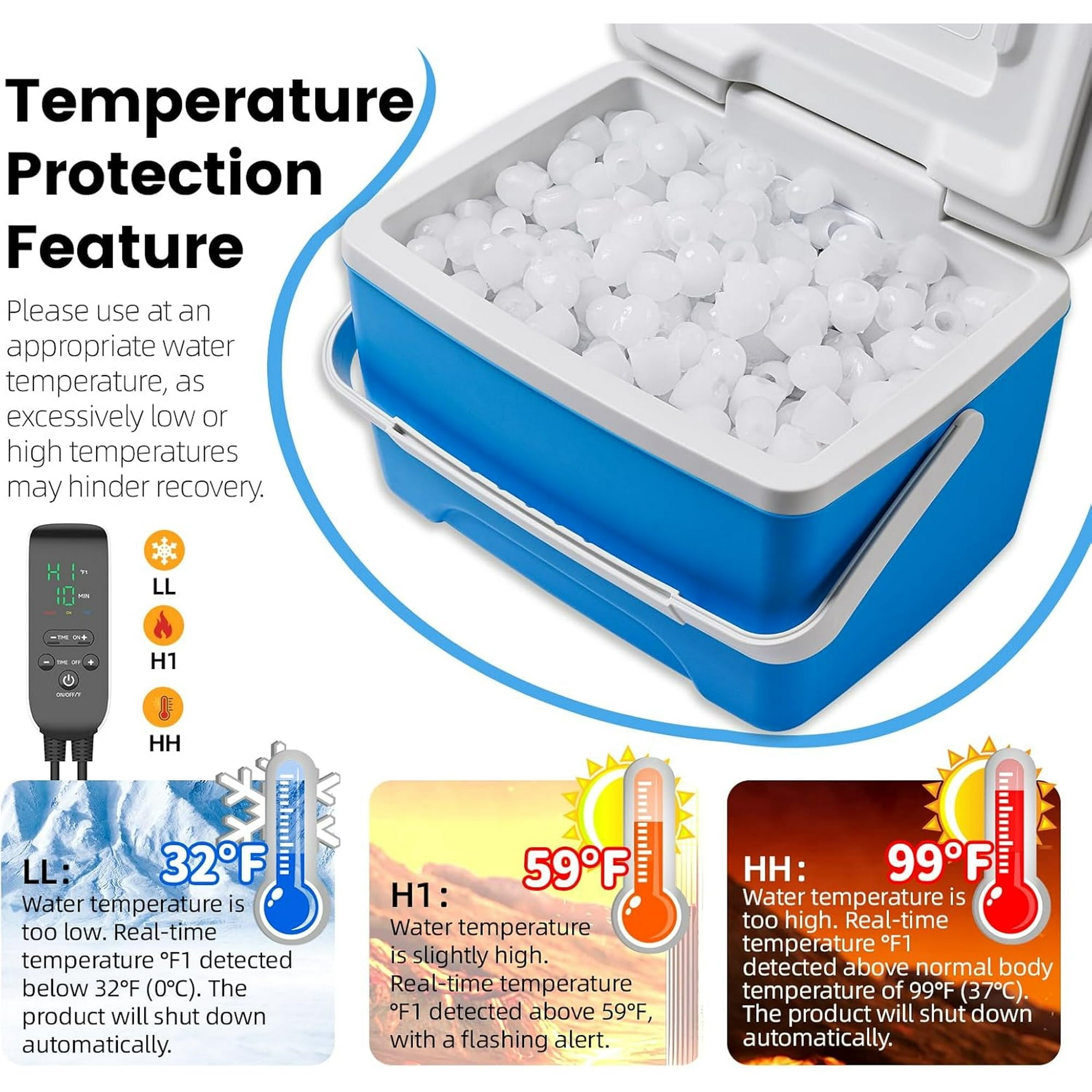 Cold Therapy Machine for Knee After Surgery - Ice Machine System with Timer & Temp Control, 12-Hour Ice Retention with 9Qt Fridge-Grade Cooler, Portable Quiet Pump for Home & Bedrest