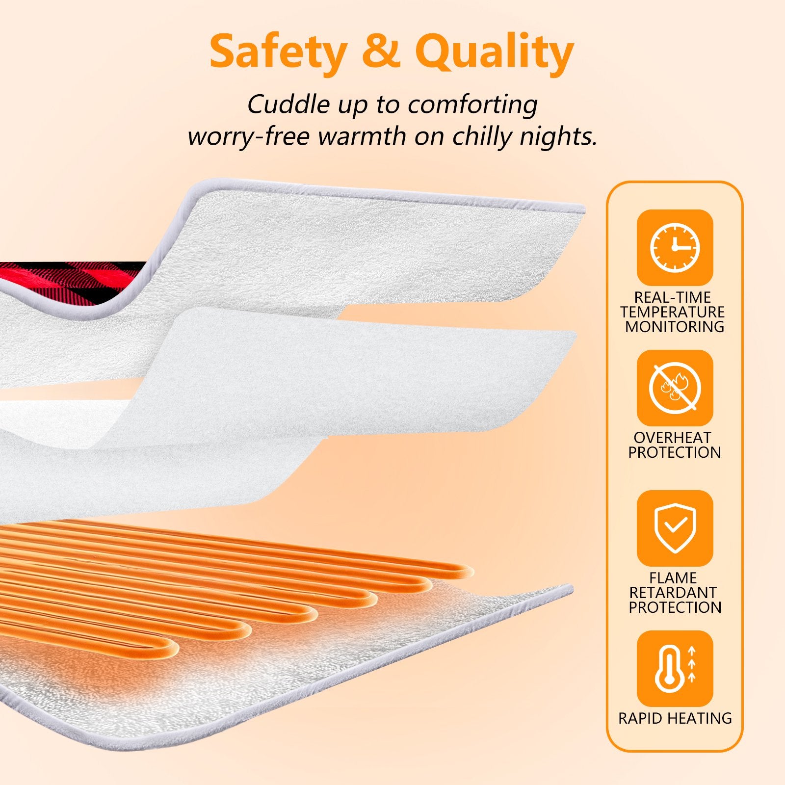 Suncall Electric Snuggle Throw Blankets with Sleeves, Wearable Heated Blanket, Red