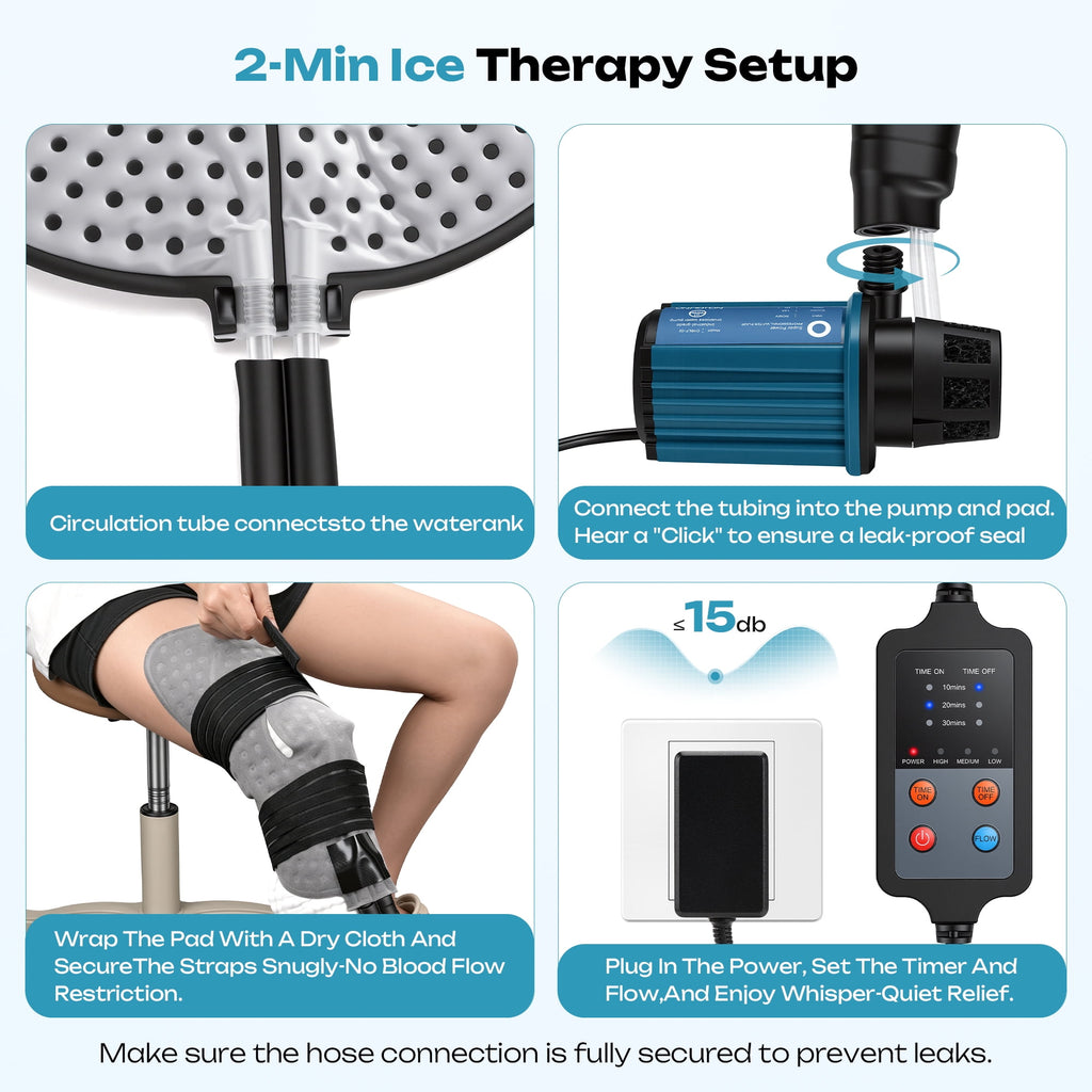 Universal Cold Therapy Machine for Knee, Shoulder, Ankle & More After Surgery – Ice System with Timer & Temp Control, 10Hr Ice, 9Qt Fridge-Grade Cooler, Quiet Pump for Home & Bedrest