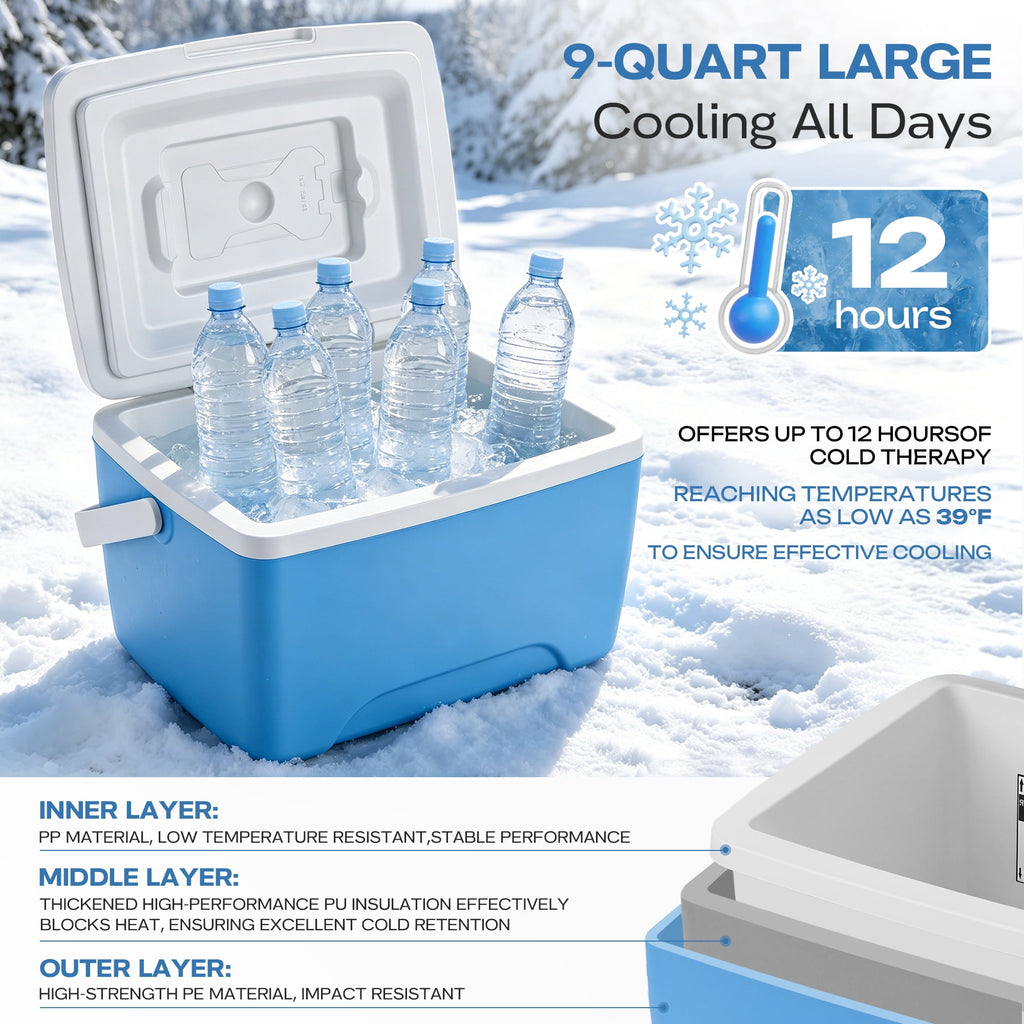 Suncall Cold Therapy Machine for Portable Quiet Pump - 9 Qt Ice Machine System with Timer & Temp Control, Multi-Use Pad for Knee, Shoulder, Waist, Ankle, Thigh