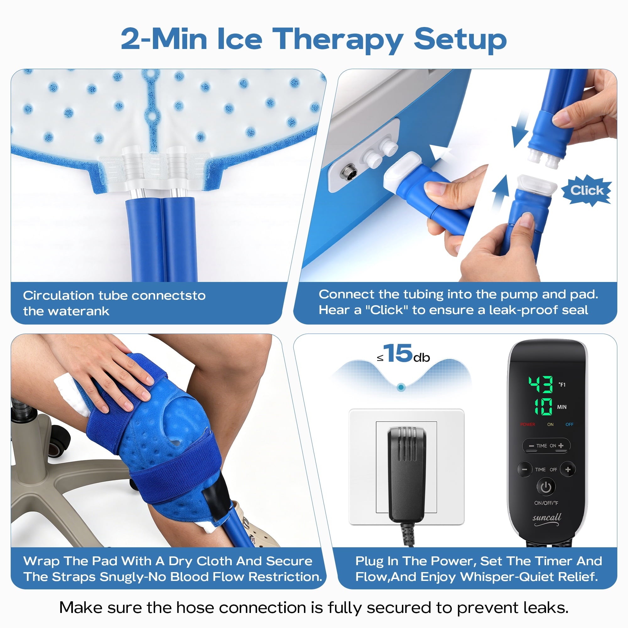 Suncall Cold Therapy Machine for Portable Quiet Pump - 9 Qt Ice Machine System with Timer & Temp Control, Multi-Use Pad for Knee, Shoulder, Waist, Ankle, Thigh